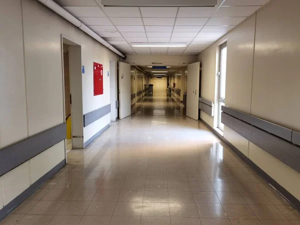 Hospital Corridor People Queue Waiting Office Morning — Stock Photo, Image