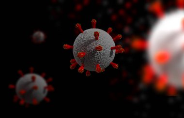 covid coronavirus covid-19 Bir yalıtılmış virüs arkaplanı - 3D görüntüleme