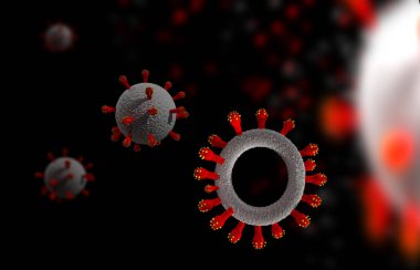 covid coronavirus covid-19 Bir yalıtılmış virüs arkaplanı - 3D görüntüleme