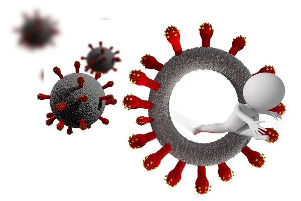 Covid 19コロナウイルスオミクロン変異体からオミクロン変異体ヒトが逃げ出した後のCovid 19コロナウイルスオミクロン変異体分離 3Dレンダリング — ストック写真