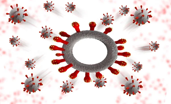 Covid Coronavirus Covid Explosion Boom One Isolated Virus Background Rendering — Stock Photo, Image