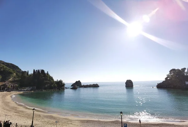 Plage Parga Mer Saison Blanche Soleil Journée Ensoleillée Station Touristique — Photo