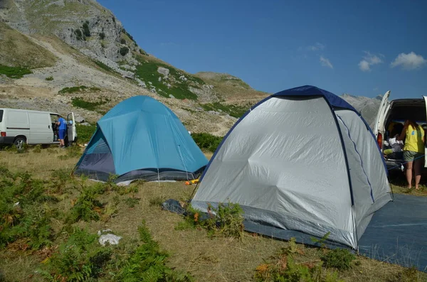 Tent Tents Mountain Camping Theodoriana Village Greece — стоковое фото