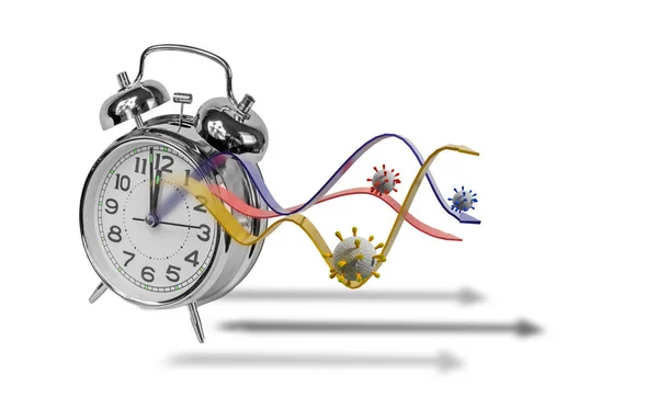 Covid Pandemic Effect Results Pndemic Time Clock New Era Graph — Stock Photo, Image