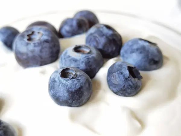 Blueberries Yougurt Bowl Isolateted Healthy Food Space Your Text — Fotografia de Stock