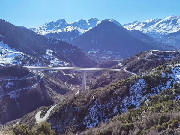 Egnatia Bridge Metsovo City Snow Ice Winter Season Greece Greek — Stock Photo, Image