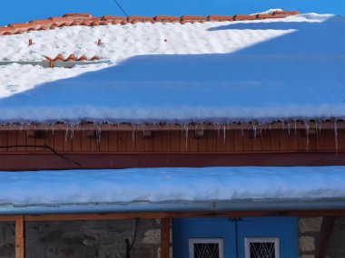 Kış mevsiminde kanguru üzerindeki buz sarkıtı.