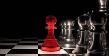 Kırmızı piyon stratejisi ilk cesur öncü öncü öncü - 3D yorumlama