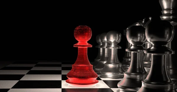 Kırmızı piyon stratejisi ilk cesur öncü öncü öncü - 3D yorumlama