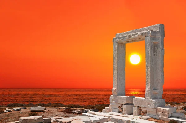 Greece Greek Ancient Temple Huge Gate Marble Called Portara Naxos — Stock Photo, Image