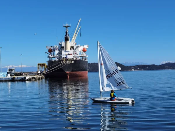 Greece Preveza Ianuarie 2022 Formare Marinari Juniori Navigație Portul Preveza — Fotografie, imagine de stoc