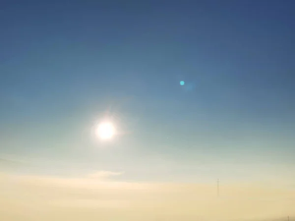 Mgła Słońce Mglisty Wschód Słońca Rano Elektryczny Pylong Elektryczność Stavraki — Zdjęcie stockowe