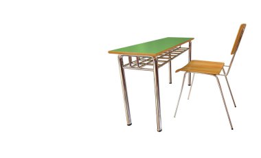 Masa başı okulu arka plan için yeni izole edilmiş - 3D görüntüleme