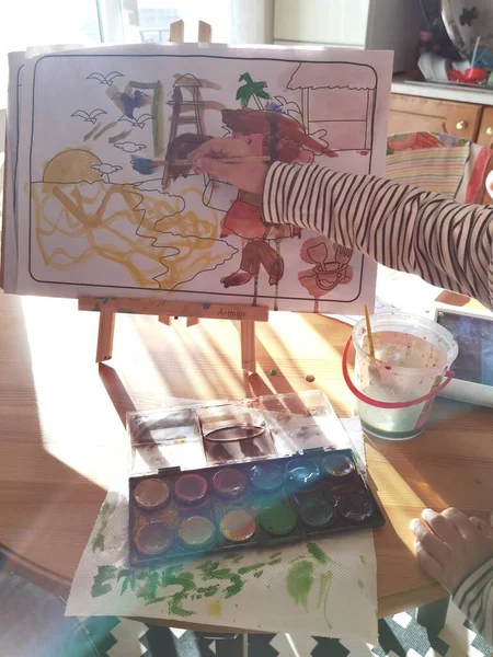 Рисование Цветов Детские Образования Свободное Время Творческой Школе Искусств Дома — стоковое фото