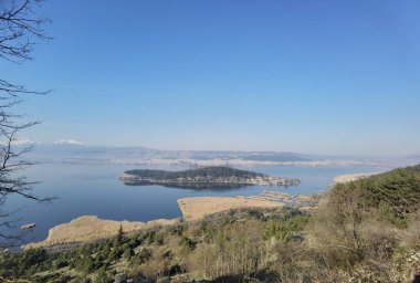İoannina Adası 'nın adı yok gölde Pamvotis Gölü' nde Sabah Epiirüsü Yunanistan 'ında