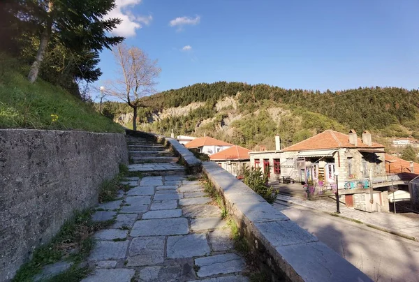 Vourgarelii Aldeia Arta Perfecture Greece Inverno Estação Central Praça — Fotografia de Stock