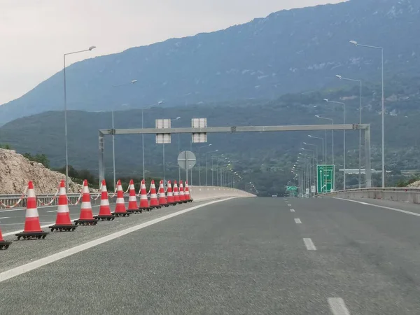 stock image road street highway ionia  in west greece in ioannina perfecture cloudy evening of spring