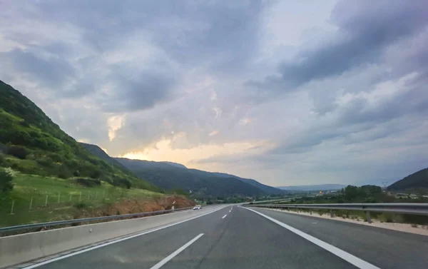 Road Street Highway Ionia West Greece Ioannina Perfecture Cloudy Evening — Stock Photo, Image