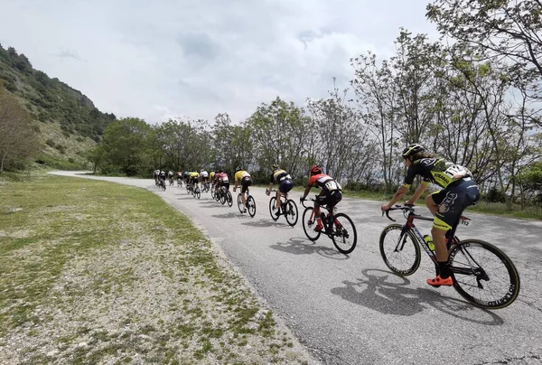 Yunanistan, İoannina, 1 Mayıs 2022, uluslararası turda motorcular İoannina Gölü 'nün yanında  