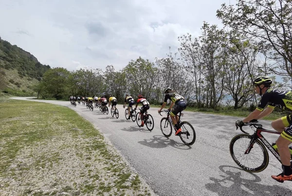 greece, ioannina, 1 may 2022, bikers in international tour of greece beside the lake of ioannina  