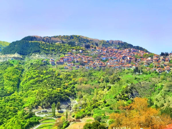 Metsovo City Tourist Mountain Resort North West Greece Spring Season — стоковое фото