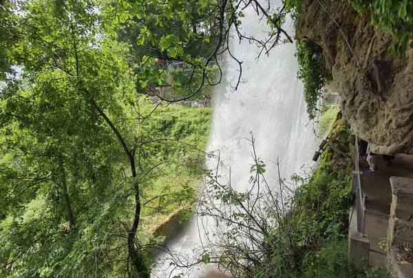 Edessa Waterfalls Spring Season Green Platanus Trees Greece — Stok fotoğraf