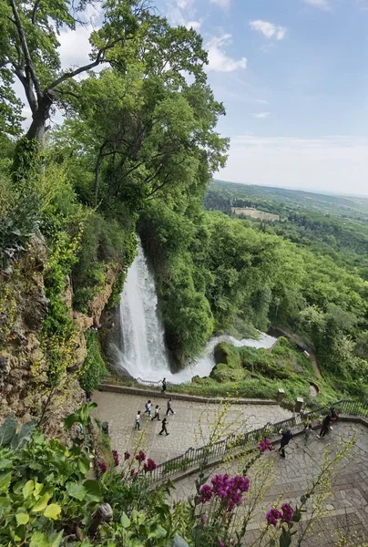 Yunan yeşil platanus ağaçları arasında bahar mevsiminde ödessa şelaleleri