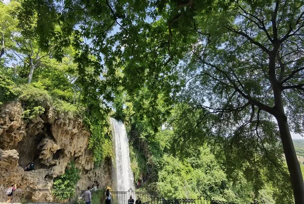 Edessa Waterfalls Spring Season Green Platanus Trees Greece — Fotografia de Stock
