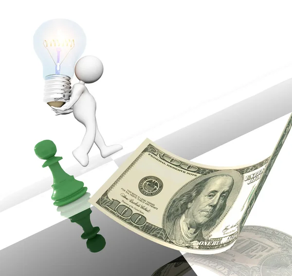 Energie Strompreise Menschlicher Charakter Dollar Schachspiel Strategie Geschäftigkeit Geldanlage Rendering — Stockfoto