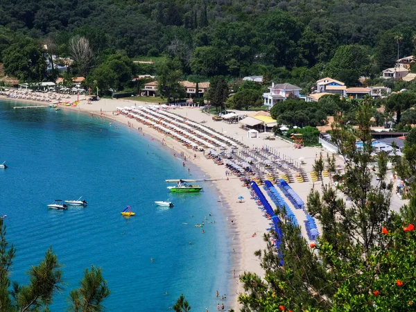 Parga Resort Turystyczny Zachodniej Grecji Valtos Plaża Zielone Wody Letnie — Zdjęcie stockowe