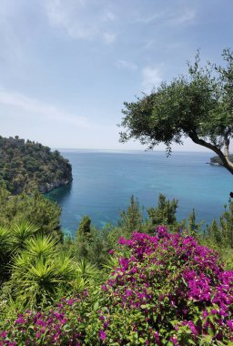 Batı Yunanistan 'daki Parga Turizm Merkezi, yaz tatillerinde Valtos Sahili yeşil suları