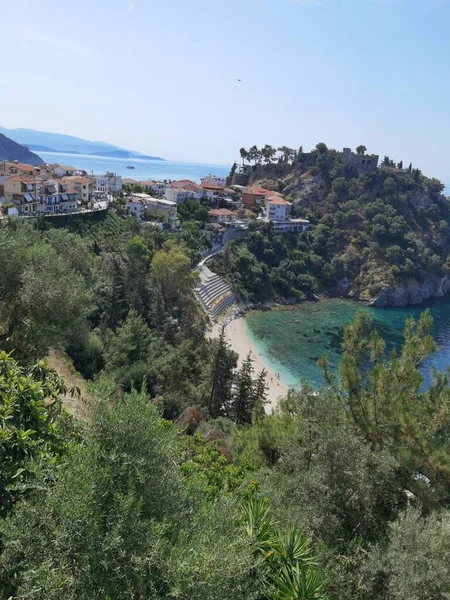 Parga Tourist Resort West Greece Valtos Beach Green Waters Summer — Stock Photo, Image