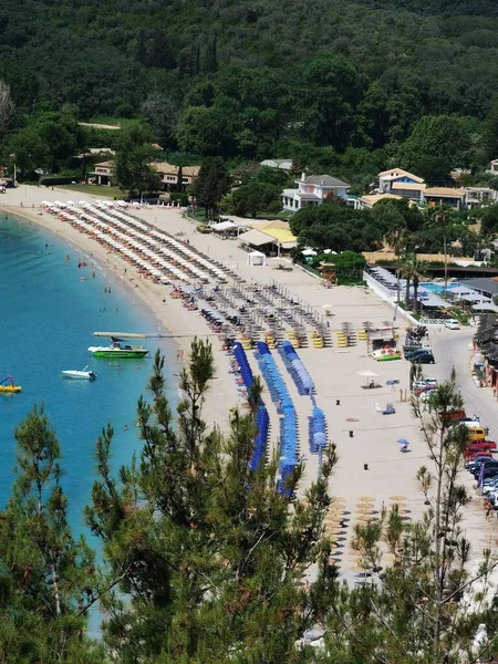 Batı Yunanistan Daki Parga Turizm Merkezi Yaz Tatillerinde Valtos Sahili — Stok fotoğraf