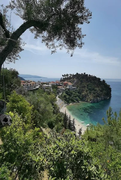 Parga Turistické Letovisko Západní Řecko Valtos Pláž Zelené Vody Letních — Stock fotografie