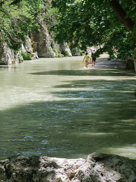 Caminho Rio Acheron Longo Rio Aldeia Gliki Therpsotia Perfecture Greece — Fotografia de Stock