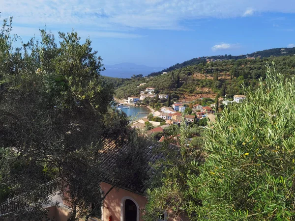 Corfu Island Agios Stefanos Village Avliotes Perfecture Sea Olive Trees — Stock Photo, Image