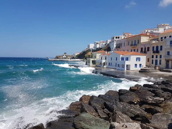Andros Island Greece Andros City Capital Island Windy Summer Day — Stockfoto