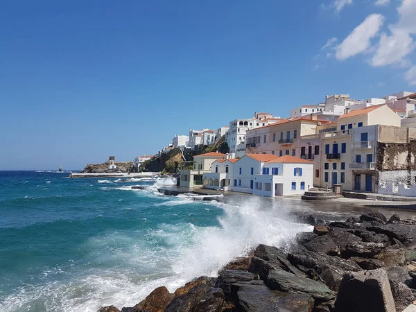 Andros Island Greece Andros City Capital Island Windy Summer Day — Stockfoto
