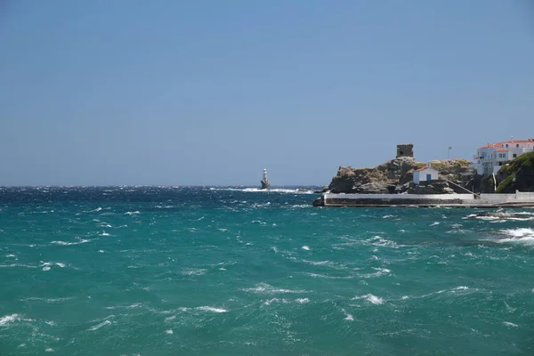 Andros Island Greece Andros City Capital Island Windy Summer Day — Stockfoto