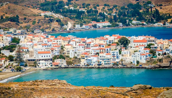 Andros Island Capital Called Andros Houses Lighthouse Sea Greece Agean — Foto de Stock