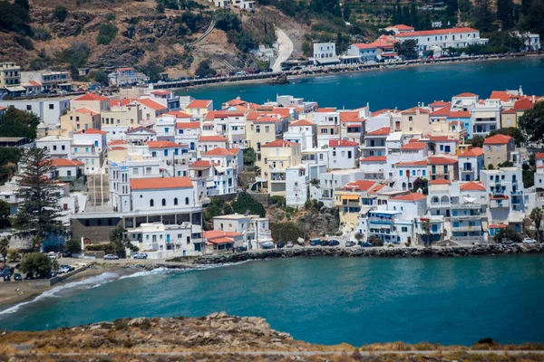 Andros Island Capital Called Andros Houses Lighthouse Sea Greece Agean — Zdjęcie stockowe