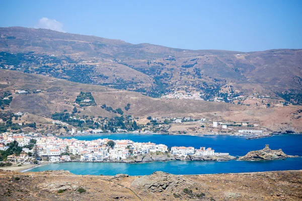 Andros Island Capital Called Andros Houses Lighthouse Sea Greece Agean — Φωτογραφία Αρχείου