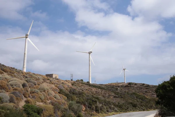 Wind Energy Park Wind Generators Andros Island Greece — Foto de Stock