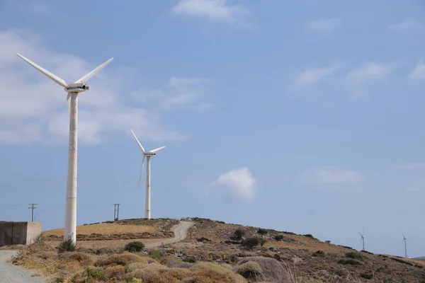 Wind Energy Park Wind Generators Andros Island Greece — Zdjęcie stockowe