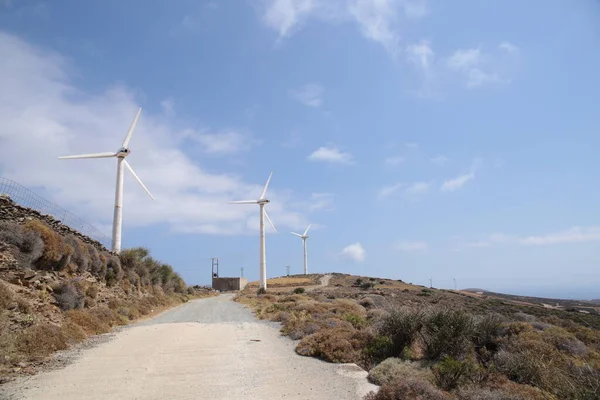 Wind Energy Park Wind Generators Andros Island Greece — Foto de Stock