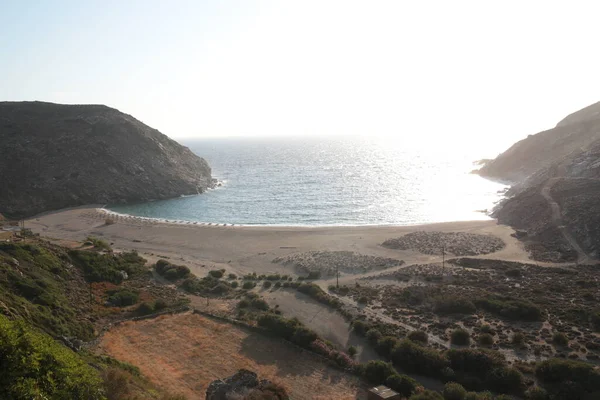 Пляж Zorkos Андрос Острів Греція Північній Стороні Острова Сонячний Літній — стокове фото