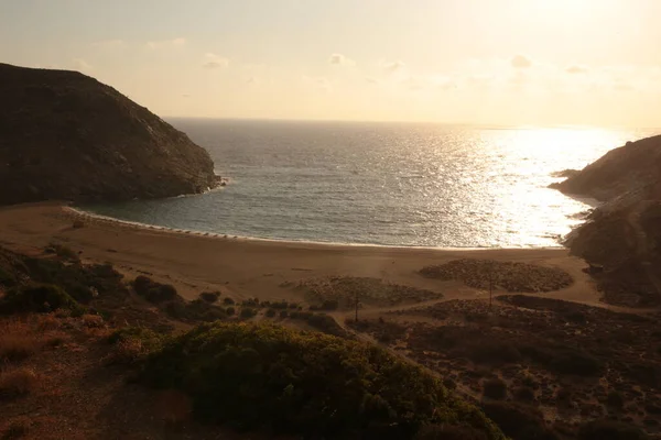 Пляж Zorkos Андрос Острів Греція Північній Стороні Острова Сонячний Літній — стокове фото