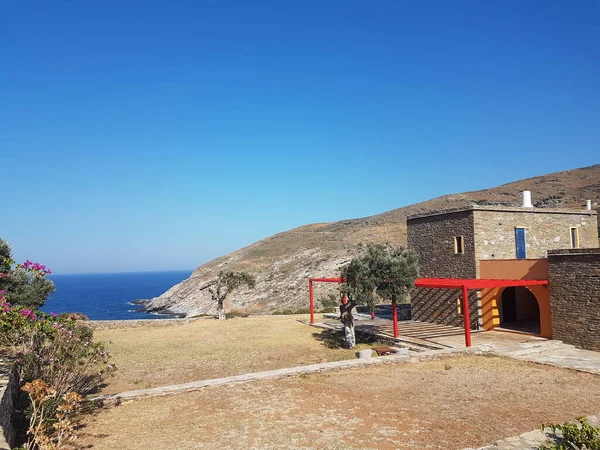 Zorkos Beach Andros Island Greece North Side Island Sunny Summer — Stockfoto