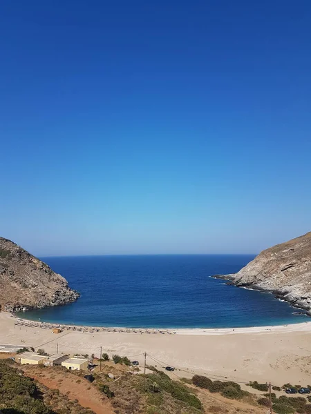 Παραλία Του Ζόρκου Στην Άνδρο Στην Ελλάδα Στη Βόρεια Πλευρά — Φωτογραφία Αρχείου