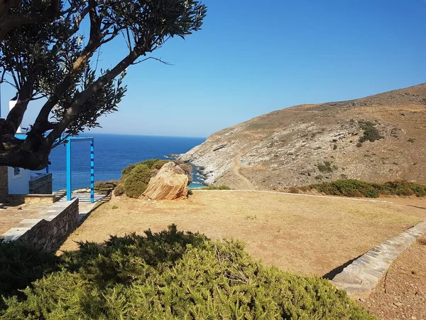 Zorkos Beach Andros Island Greece North Side Island Sunny Summer — Zdjęcie stockowe